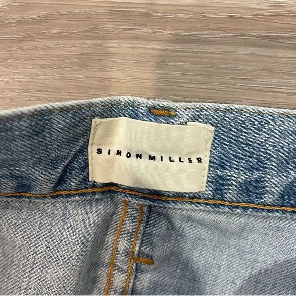 Simon Miller Jean Wide Leg Crop Unfinished Hem Light Wash Blue Denim Size 25 - Picture 4 of 13